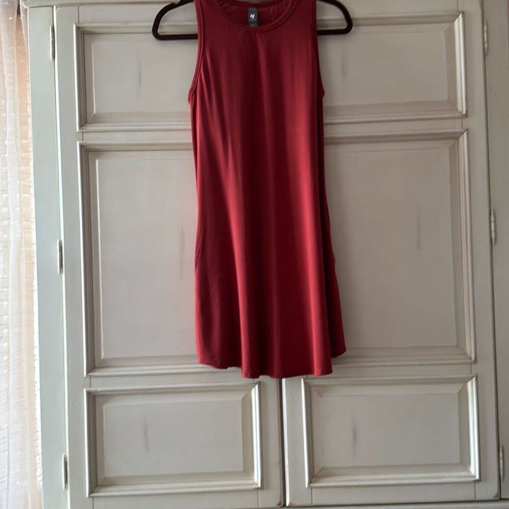 SHEBIRD size 3, Sleeveless burnt orange dress with built in bra